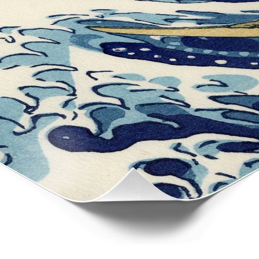 Great Wave Off Kanagawa & Mount Fuji Japan Sea Poster (Ecke)