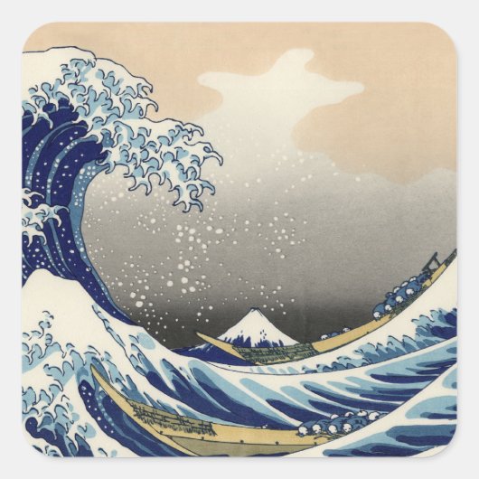 Great Wave Off Kanagawa & Mount Fuji Japan Sea Quadratischer Aufkleber (Vorderseite)