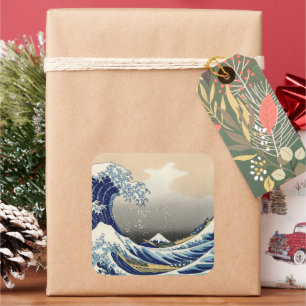 Great Wave Off Kanagawa & Mount Fuji Japan Sea Quadratischer Aufkleber