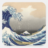 Great Wave Off Kanagawa & Mount Fuji Japan Sea Quadratischer Aufkleber (Vorderseite)