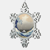 Great Wave Off Kanagawa & Mount Fuji Japan Sea Schneeflocken Zinn-Ornament (Rechts)