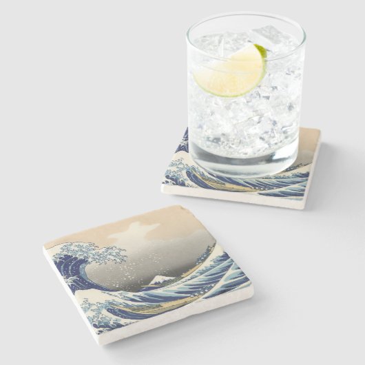 Great Wave Off Kanagawa & Mount Fuji Japan Sea Steinuntersetzer (Seitenansicht)