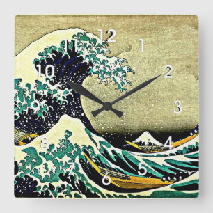 Great Wave Off Kanagawa Quadratische Wanduhr