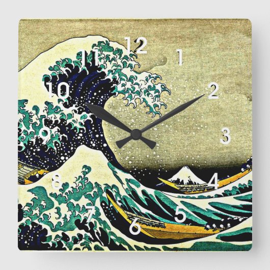 Great Wave Off Kanagawa Quadratische Wanduhr (Vorderseite)