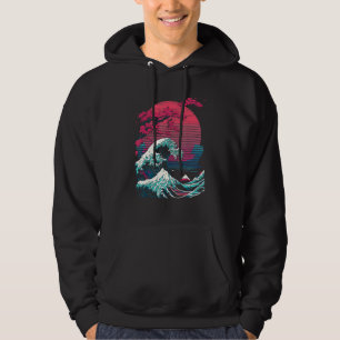 Great Wave off Kanagawa Retro Glitch Ästhetische L Hoodie