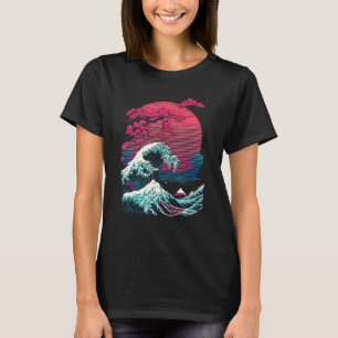 Great Wave off Kanagawa Retro Glitch Ästhetische L T-Shirt