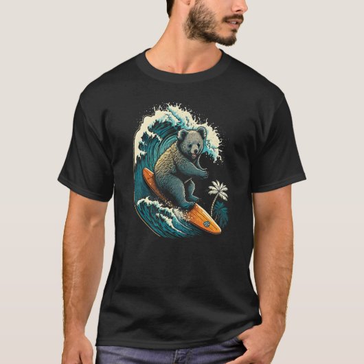 Great Wave Off Kanagawa Surfing Koala Premium T-Shirt (Vorderseite)