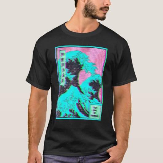 Great Wave off Kanagawa Vaporwave Glitch Aesthetic T-Shirt (Vorderseite)