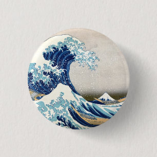 Great Wave Off Kanagawa Vintage japanische Fine Button