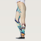 Great Wave Off Kanagawa Vintage japanische Kunst Leggings (Links)