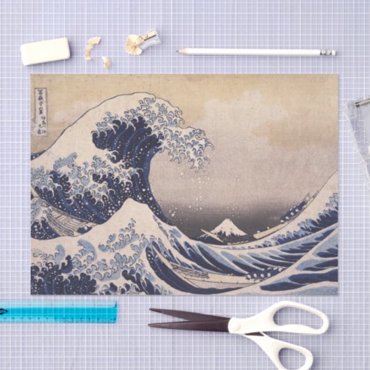 Great Wave Off the Coast of Kanagawa by Hokusai Seidenpapier (Handwerk)