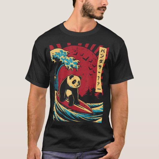 Great Wave Panda Surfing Meme Japanese Art Men Wom T-Shirt (Vorderseite)