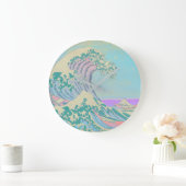 Great Wave Pastel Clock Große Wanduhr (Zuhause)