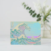 Great Wave Pastel Postcard Feiertagspostkarte (Stehend Vorderseite)