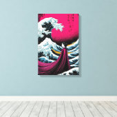 Great Wave Remix mit eleganter japanischer Frau Leinwanddruck (Insitu (Holzboden))