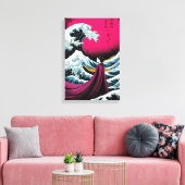 Great Wave Remix mit eleganter japanischer Frau Leinwanddruck (Insitu (Wohnzimmer))