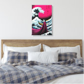 Great Wave Remix mit eleganter japanischer Frau Leinwanddruck (Insitu (Schlafzimmer))