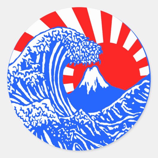 Great Wave & Rising Sun Aufkleber (Vorderseite)