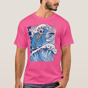 Great Wave Skeleton Art Malerei  T-Shirt