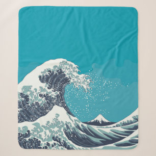 Great Wave und Mount Fuji Vintager japanischer Hol Sherpadecke