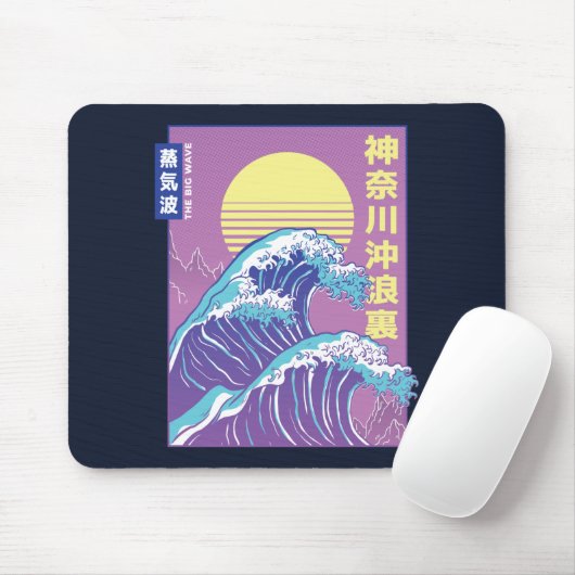 Great Wave Vaporwave Kanagawa Mousepad (Mit Mouse)