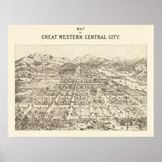 Great Western Central, CO Panorama Karte - 1887 Poster (Vorne)