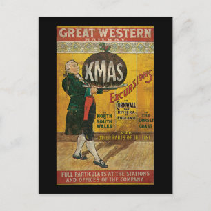 Great Western Railway Weihnachtsausflüge Feiertagspostkarte