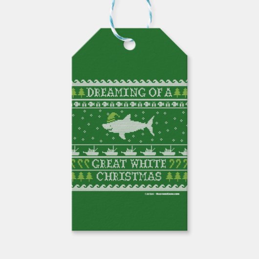 Great White Christmas Green Ugly Sweater Geschenkanhänger (Vorderseite)