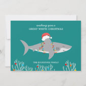 Great White Christmas Shark Flat Card Karte (Vorderseite)
