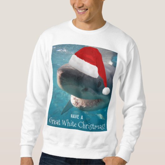 Great White Christmas Shark Foto Funny Sweatshirt (Vorderseite)