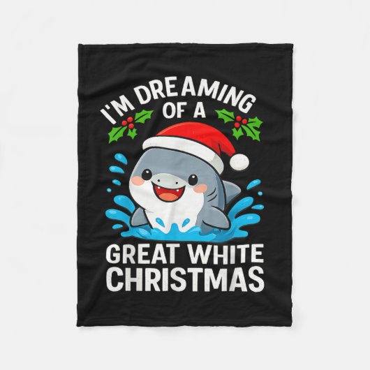 Great White Christmas Shark Funny Santa Holiday Pu Fleecedecke (Vorderseite)
