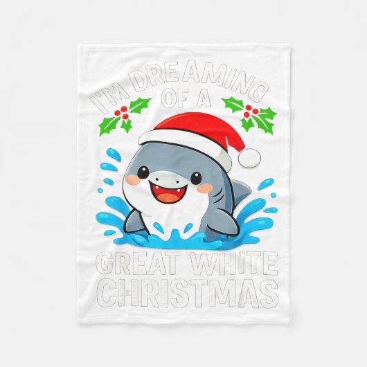 Great White Christmas Shark Funny Santa Holiday Pu Fleecedecke (Vorderseite)