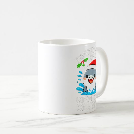 Great White Christmas Shark Funny Santa Holiday Pu Kaffeetasse (VorderseiteRechts)