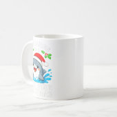 Great White Christmas Shark Funny Santa Holiday Pu Kaffeetasse (Vorderseite Links)