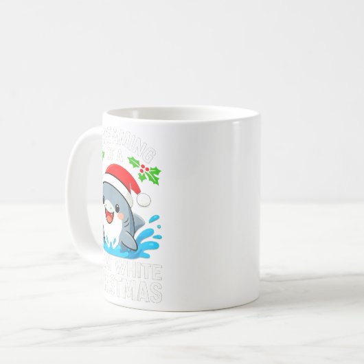 Great White Christmas Shark Funny Santa Holiday Pu Kaffeetasse (Vorderseite Links)