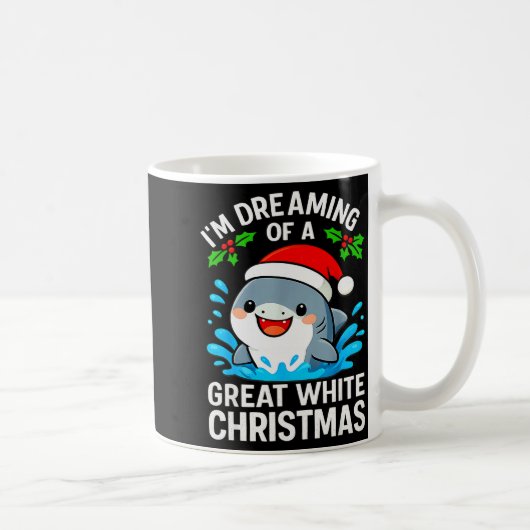 Great White Christmas Shark Funny Santa Holiday Pu Kaffeetasse (Rechts)