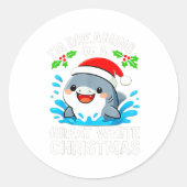 Great White Christmas Shark Funny Santa Holiday Pu Runder Aufkleber (Vorderseite)