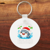 Great White Christmas Shark Funny Santa Holiday Pu Schlüsselanhänger (Vorderseite)
