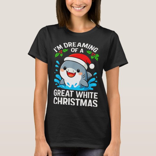 Great White Christmas Shark Funny Santa Holiday Pu T-Shirt (Vorderseite)