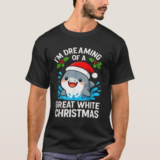 Great White Christmas Shark Funny Santa Holiday Pu T-Shirt (Vorderseite)