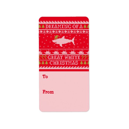 Great White Christmas Ugly Sweater Geschenketikett Adressaufkleber (Vorne)