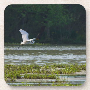 Great White Egret Flying Getränkeuntersetzer