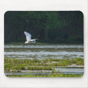 Great White Egret Flying Mousepad