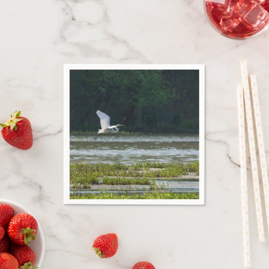 Great White Egret Flying Serviette (Beispiel)
