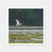 Great White Egret Flying Serviette (Vorderseite)