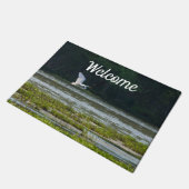 Great White Egret Flying Welcome Doormat Fußmatte (Schrägansicht)