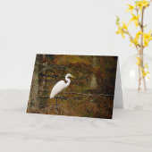 Great White Egret in Herbstfarben Grußkarte Karte (Gelbe Blume)