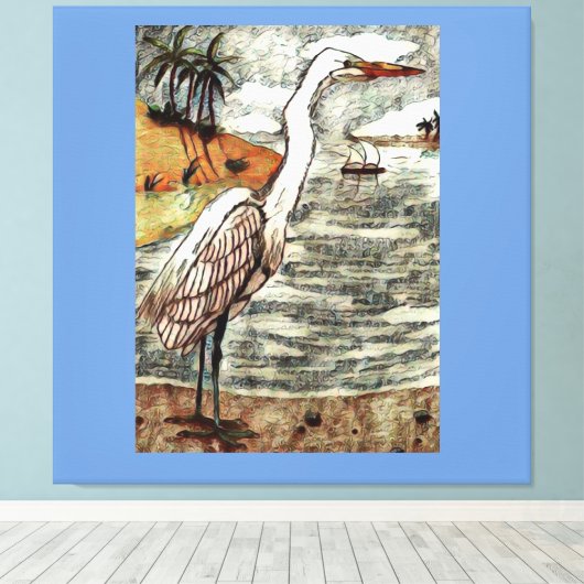 Great White Egret Leinwanddruck (Insitu (Holzboden))