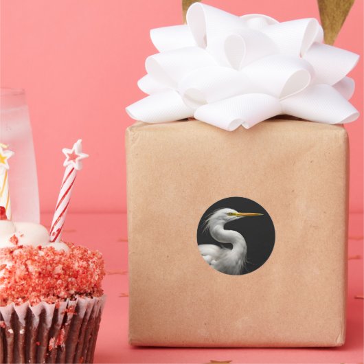 Great White Egret Portrait II Runder Aufkleber (Party)