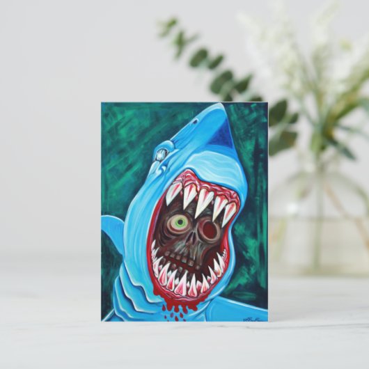 Great White Gharopper - Shark VS Zombie Postkarte (Stehend Vorderseite)